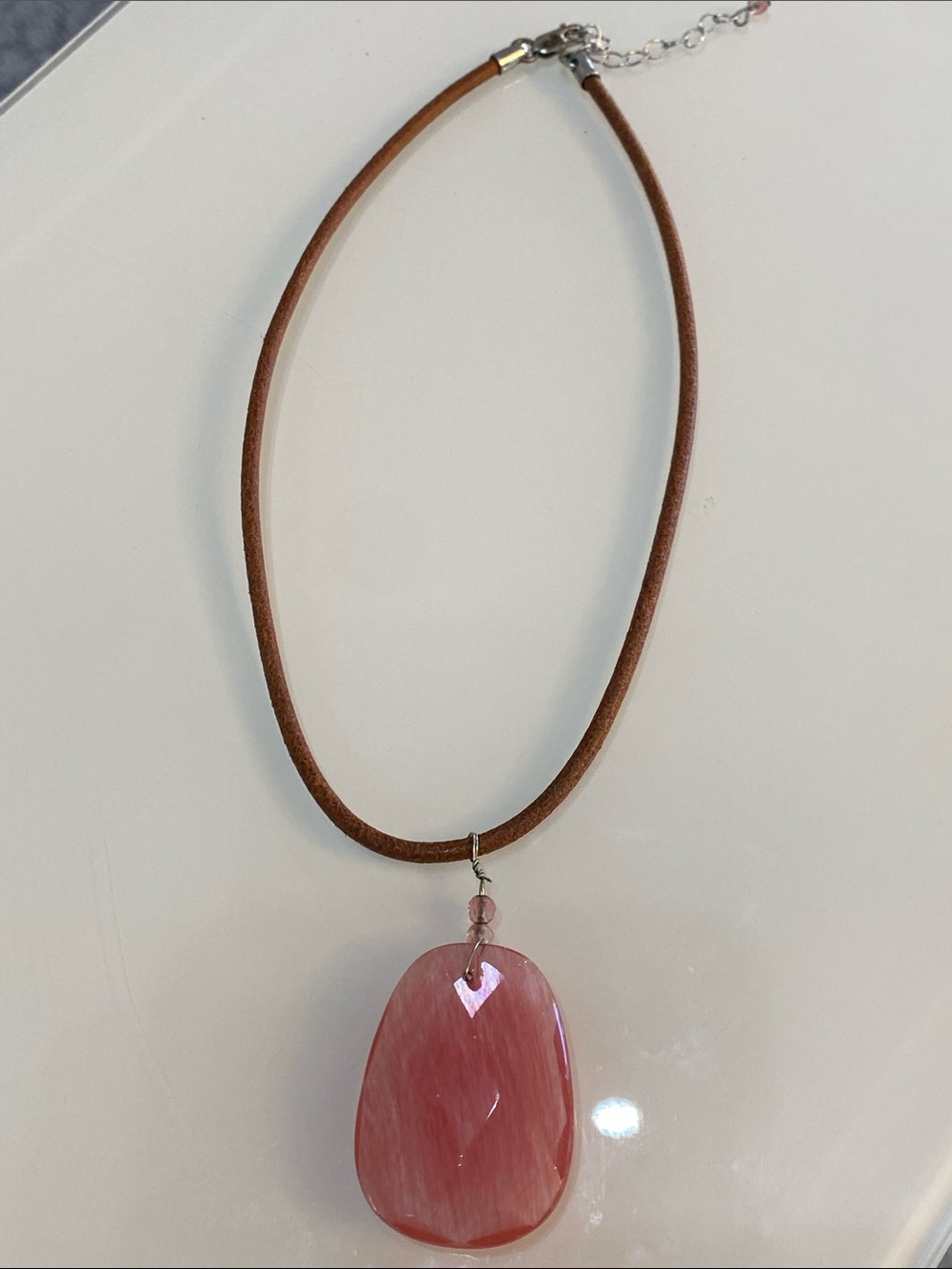 Pink stone necklace